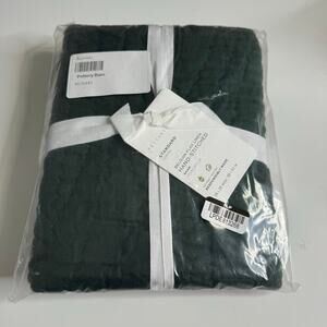 NWT POTTERY BARN Belgian Flax Linen Hand Stitched Standard Pillow Sham Green